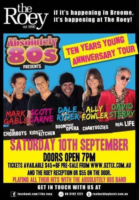 The Roey goes 80's on Sat 10 Sept